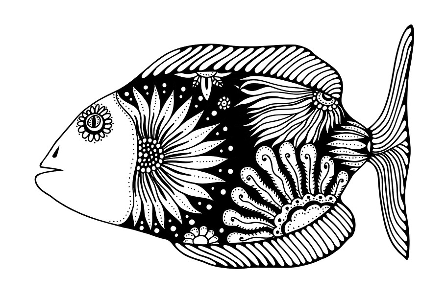 Hand drawn vector fish in Graphics - product preview 8