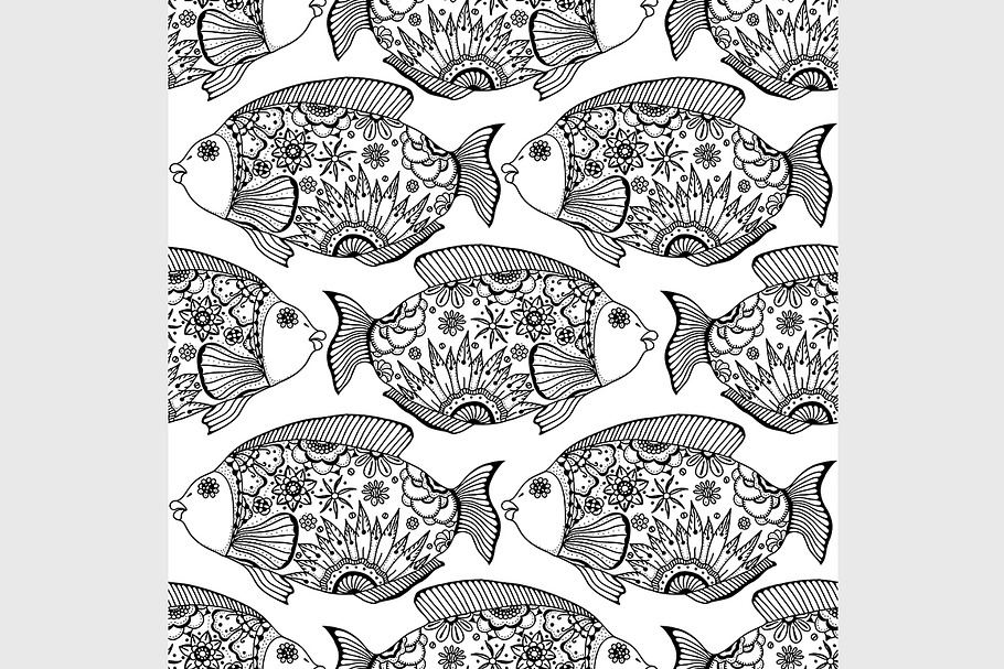 seamless pattern fish in Graphics - product preview 8