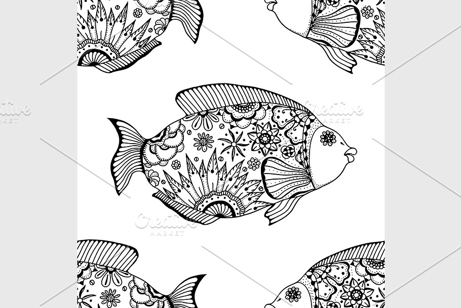 seamless pattern fish in Graphics - product preview 8