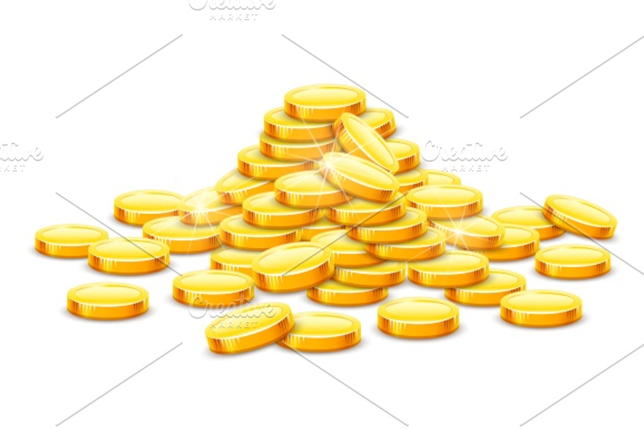 Gold coins cash money in hill