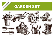 Hand Drawn Garden Vintage Set