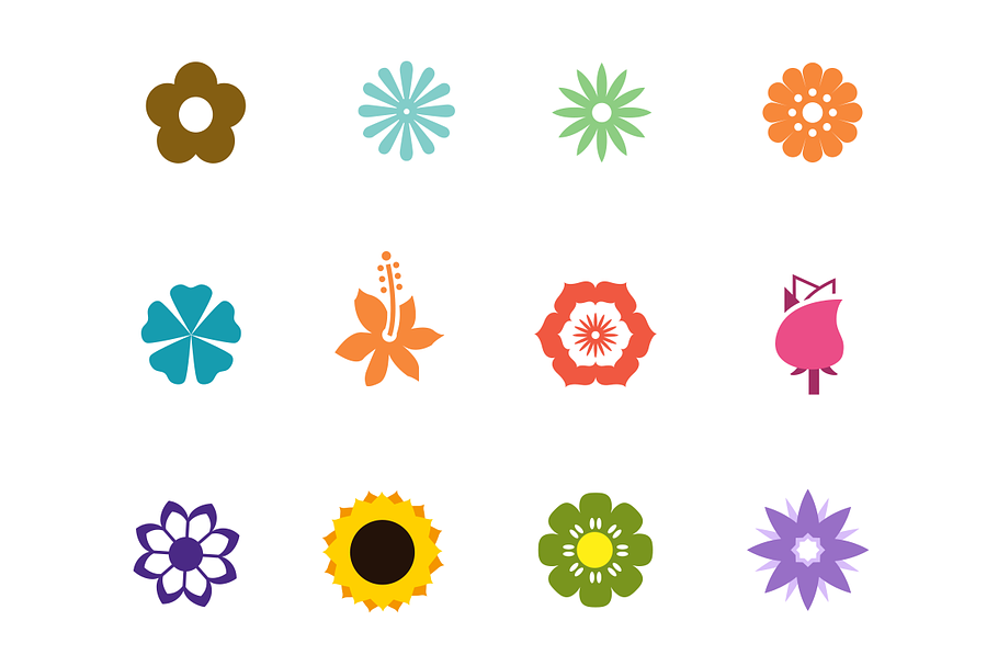 12 Contemporary Flower Icons in Flower Icons - product preview 8