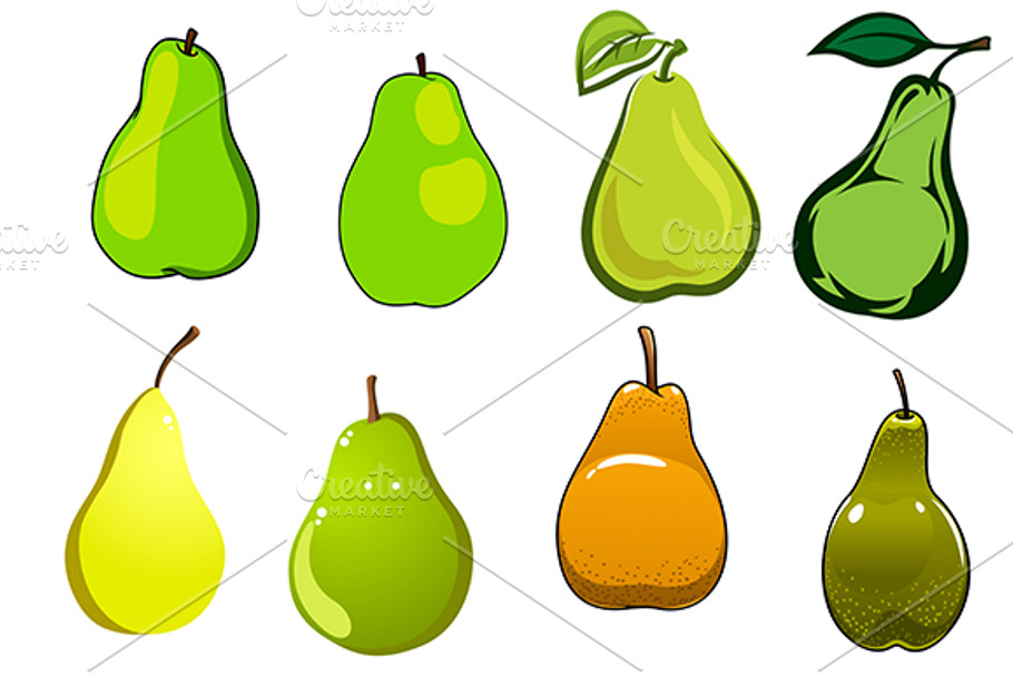 Green, yellow and orange pear fruits in Graphics - product preview 8