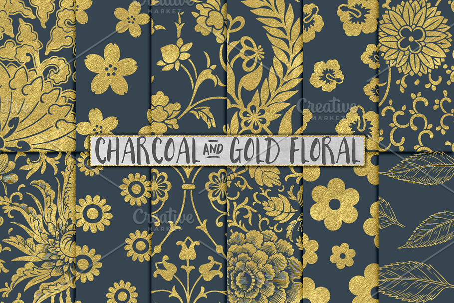 Gray and Gold Floral Backgrounds