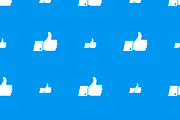 Thumbs up white icons on blue