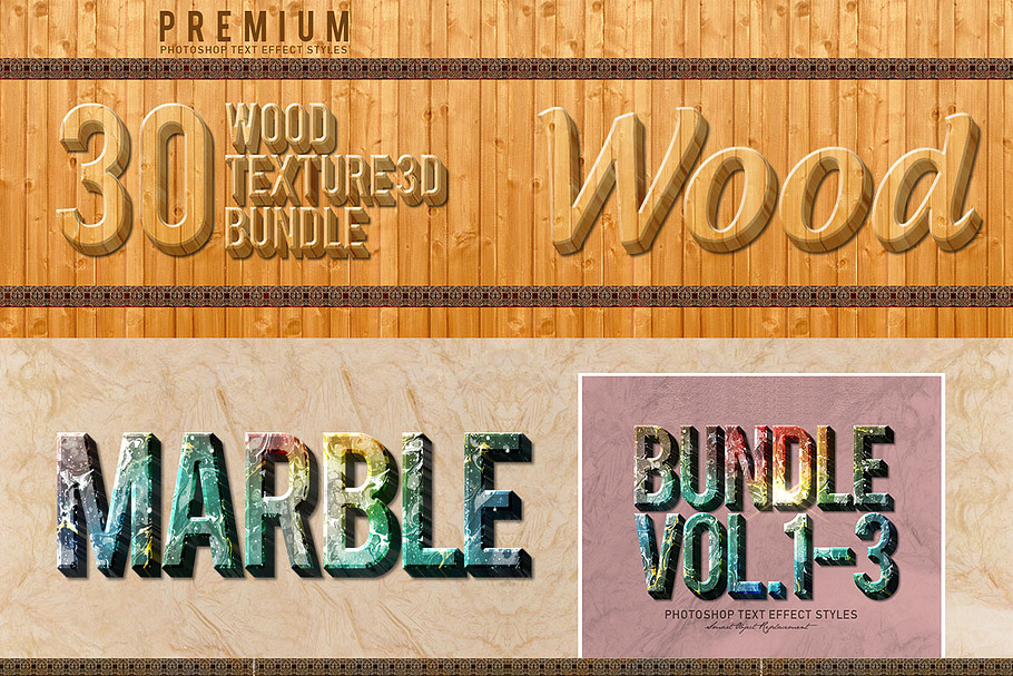 60 Styles Font Wood&Marble