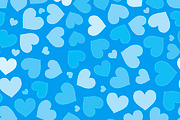 Hearts on blue, seamless pattern