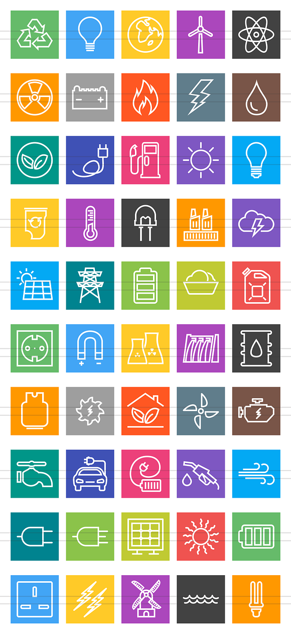 50 Energy Line Multicolor Icons in Graphics - product preview 1