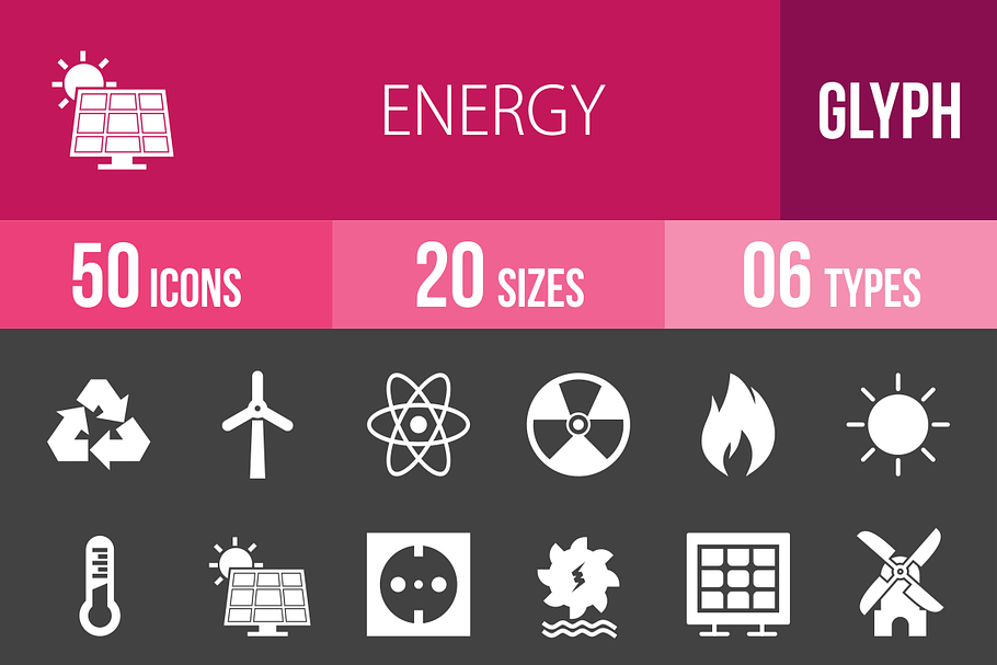 50 Energy Glyph Inverted Icons