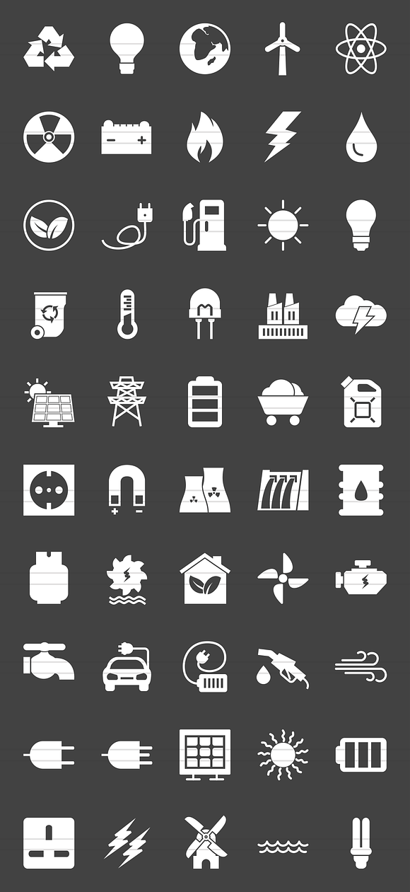 50 Energy Glyph Inverted Icons in Graphics - product preview 1