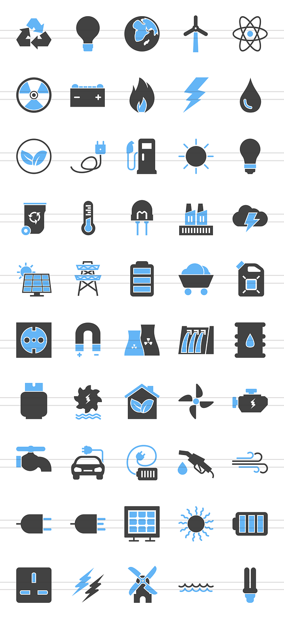 50 Energy Blue & Black Icons in Icons - product preview 1