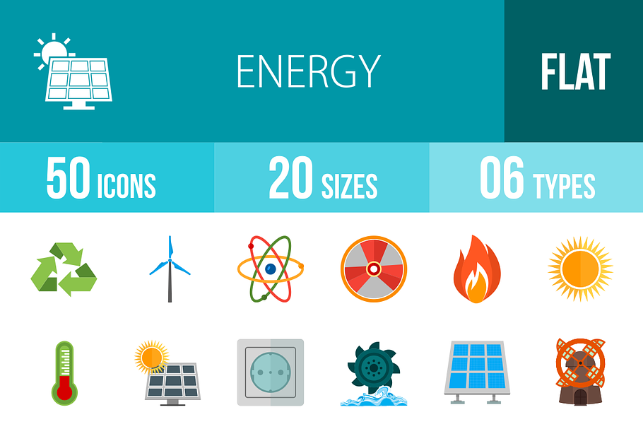 50 Energy Flat Multicolor Icons in Icons - product preview 8