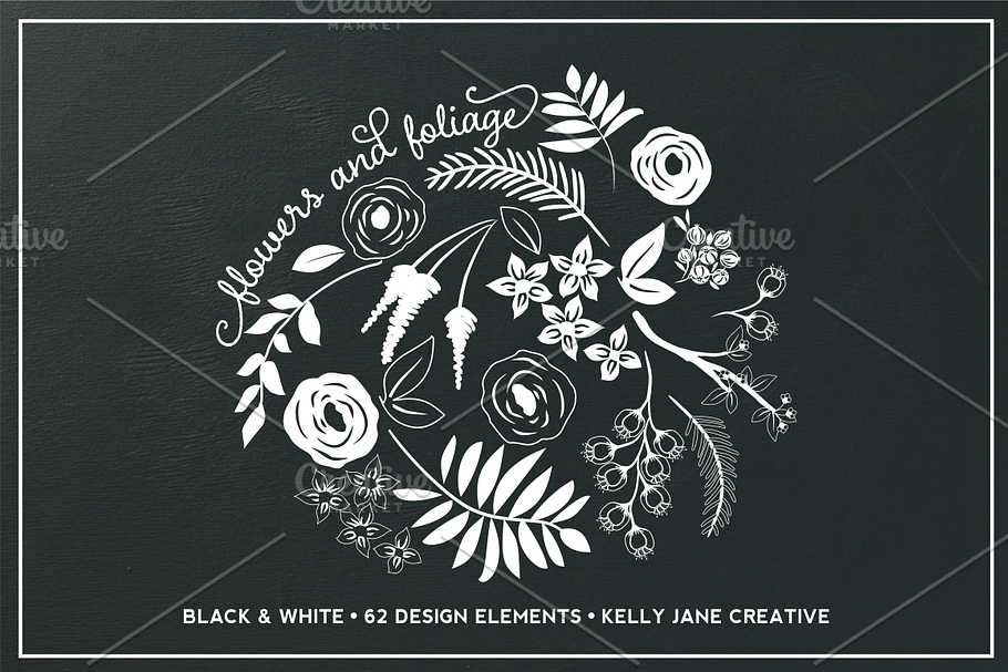 Black & White Flowers & Foliage