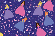 Pattern with princess for girl