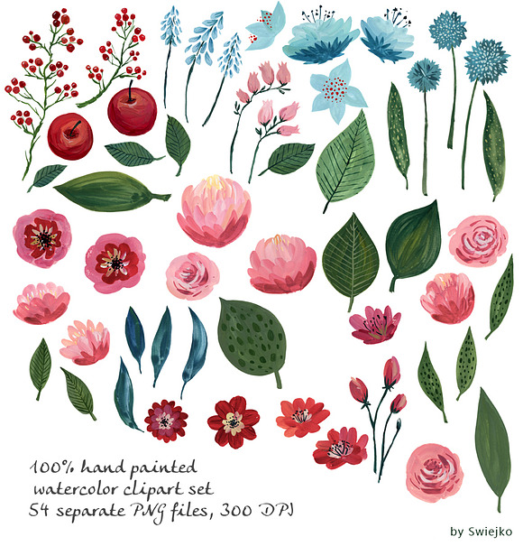 Hand Painted Floral Set in Illustrations - product preview 1