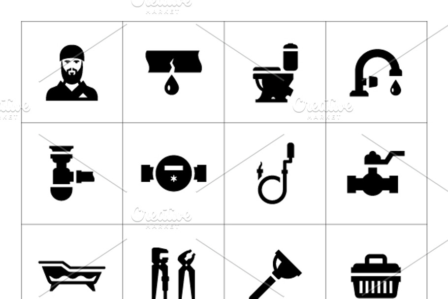 Set icons of plumbing in Graphics - product preview 8