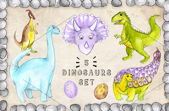 Friendly Dinosaurs Set in Illustrations - product preview 1