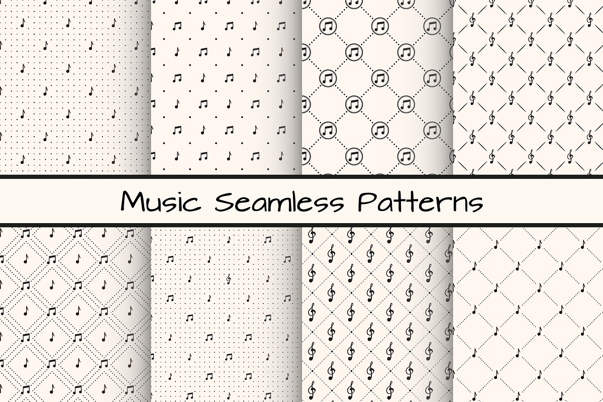 Set of 8 Music Seamless Patterns in Patterns - product preview 8