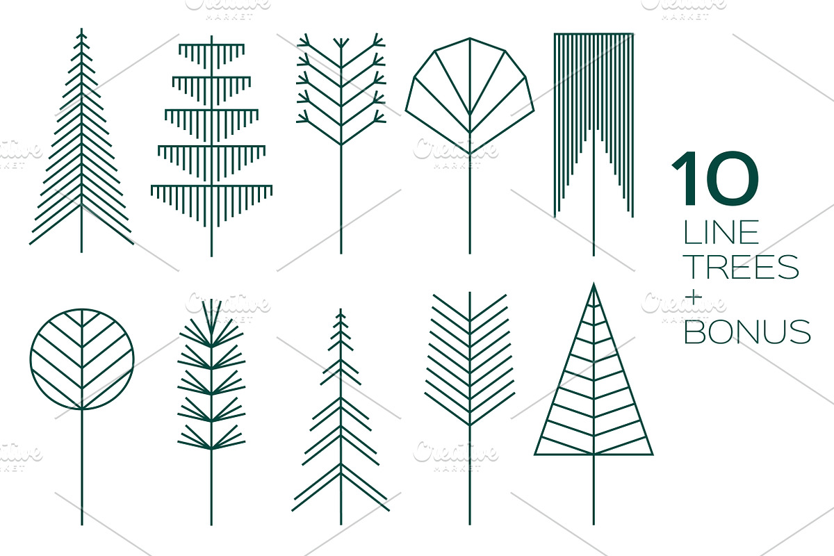 Line Trees Set + Bonus in Illustrations - product preview 8