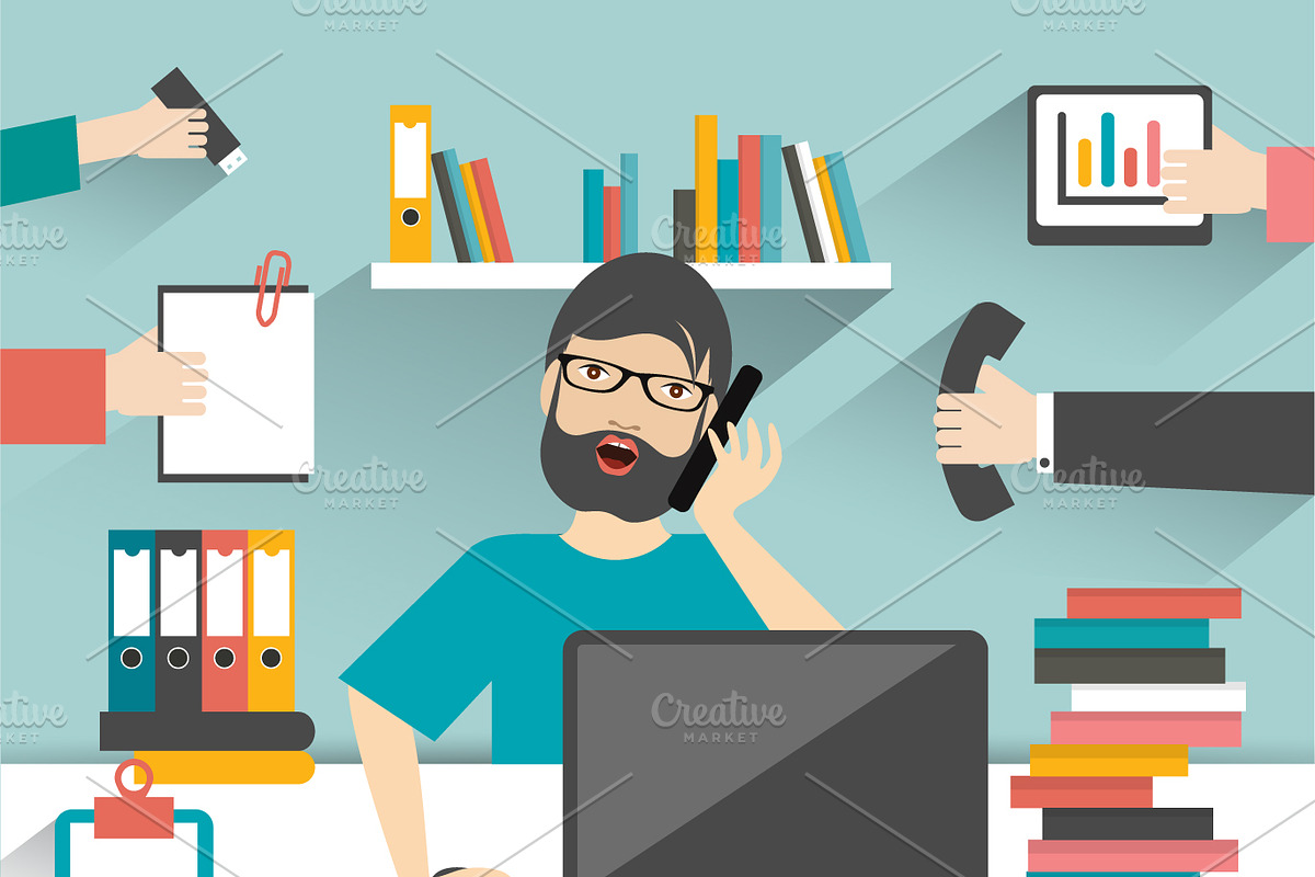 Multitasking bussines man. in Illustrations - product preview 8