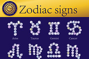 Full set of shining Zodiac signs