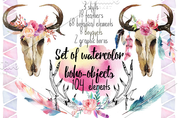 20% off-Watercolor 104 Elements! in Illustrations - product preview 5