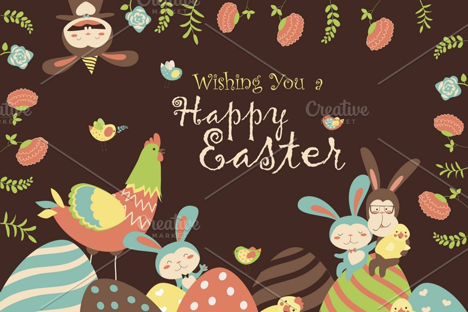 Easter chicken,bunny and easter eggs in Illustrations - product preview 8