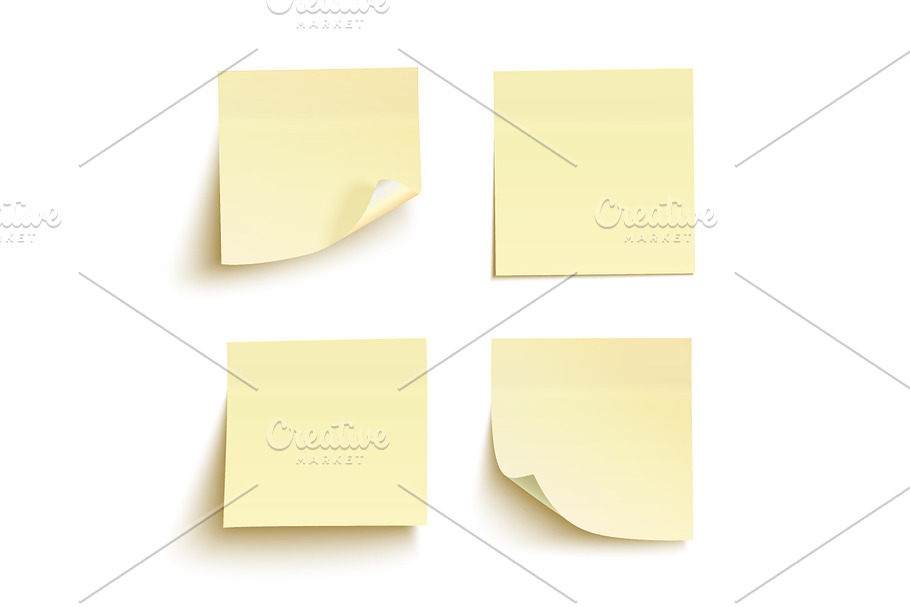 Four yellow sticky notes. in Objects - product preview 8