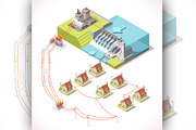 Energy Hydroelectric Power Isometric