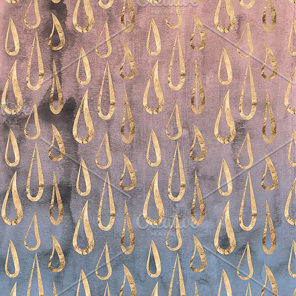 Pearly Dew Drops Watercolor & Gold in Patterns - product preview 1