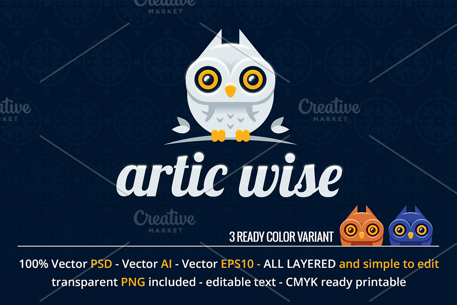 Artic Wise Owl Logo Design in Logo Templates - product preview 8