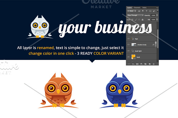 Artic Wise Owl Logo Design in Logo Templates - product preview 1