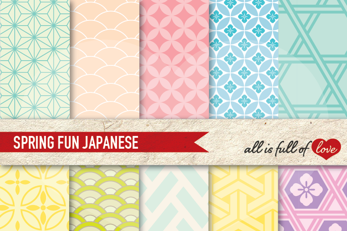 Pastel Japanese Backgrounds Papers in Patterns - product preview 8