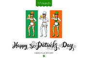 lettering St. Patricks Day girl beer