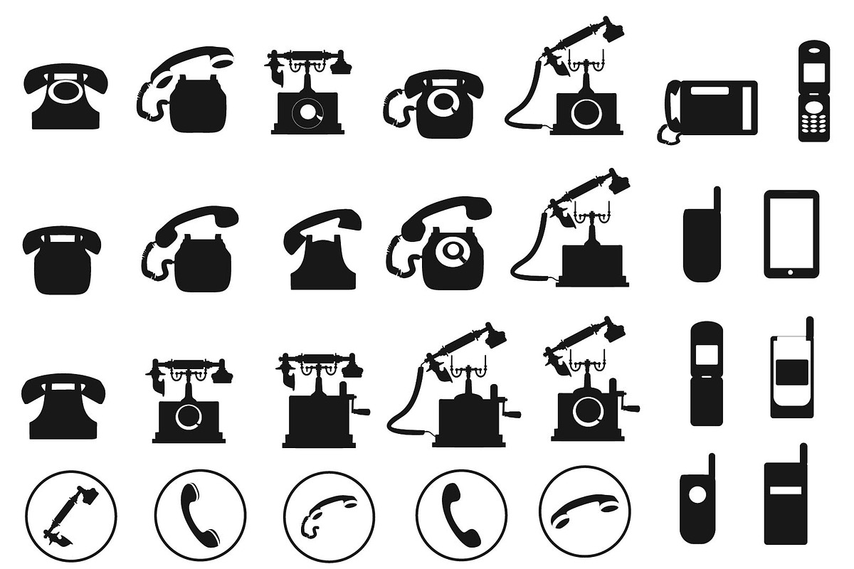 Vector telephone icons set in Graphics - product preview 8