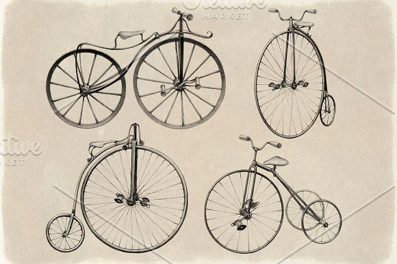 Retro bicycles in Illustrations - product preview 1