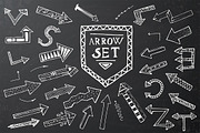 Hand drawn arrow icons set on black