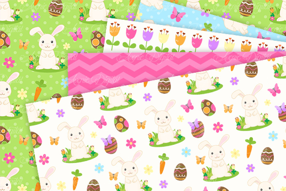 Easter Bunny Digital Paper Patterns in Patterns - product preview 8