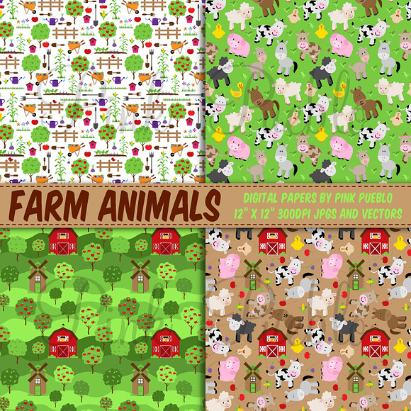 Farm Animal Papers & Backgrounds in Patterns - product preview 1