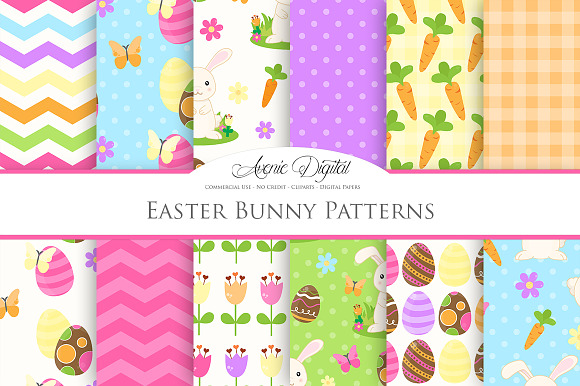 Easter Bunny Digital Paper Patterns in Patterns - product preview 1