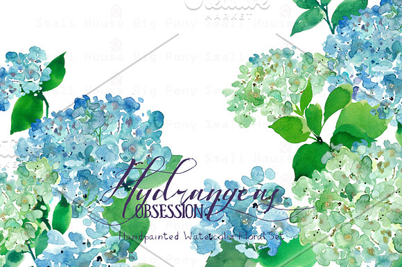 Hydrangeas Obsession - Watercolor in Illustrations - product preview 2