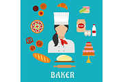 Baker profession flat icons