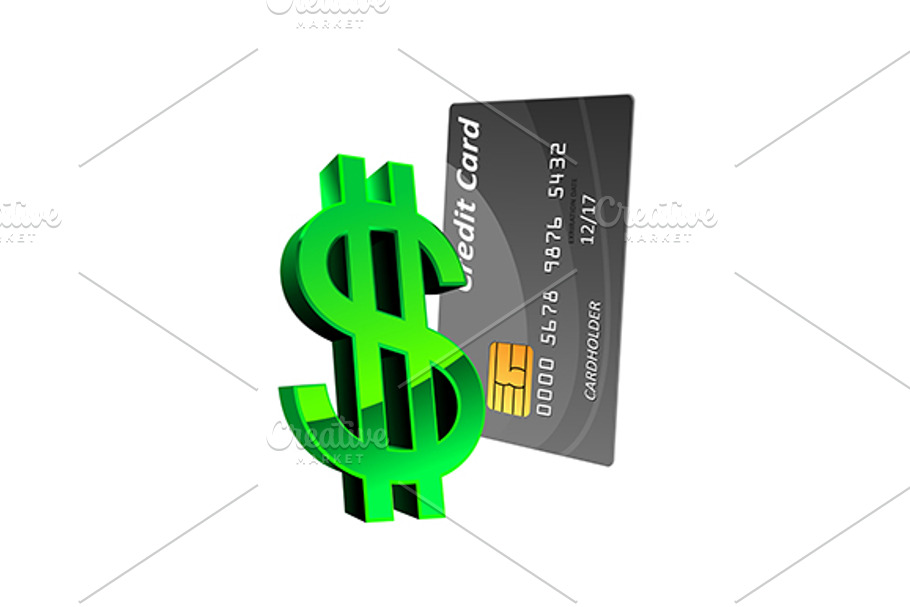 Credit card with glossy dollar in Graphics - product preview 8