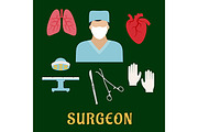 Surgeon profession with flat icons