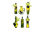 Olive oil in bottles and jug