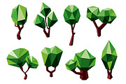 Green 3D polygonal trees icons