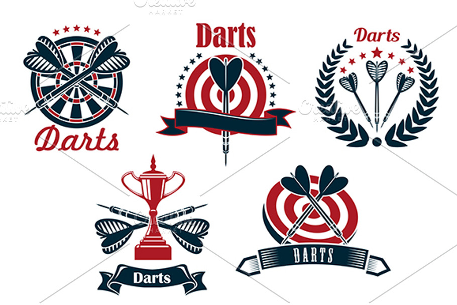 Darts game symbols and icons in Graphics - product preview 8