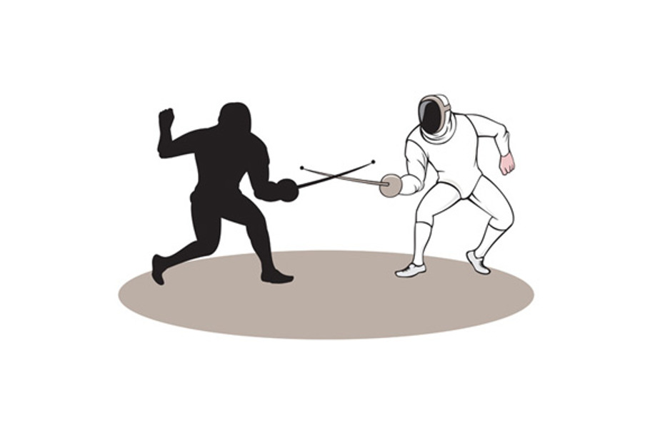 Swordsmen Fencing Isolated Cartoon in Illustrations - product preview 8