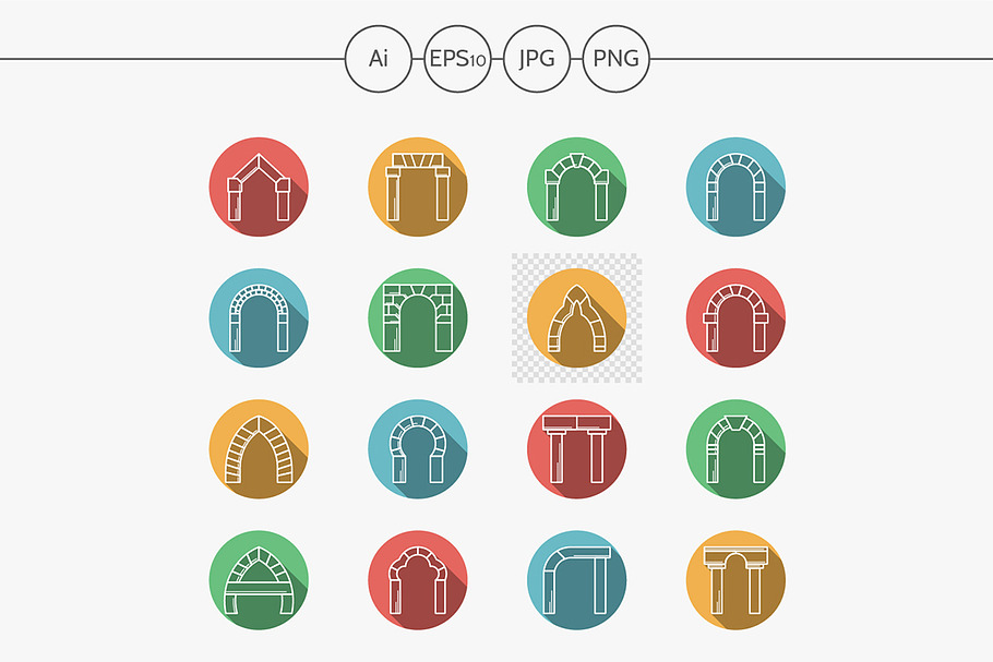 Arch and archway round vector icons