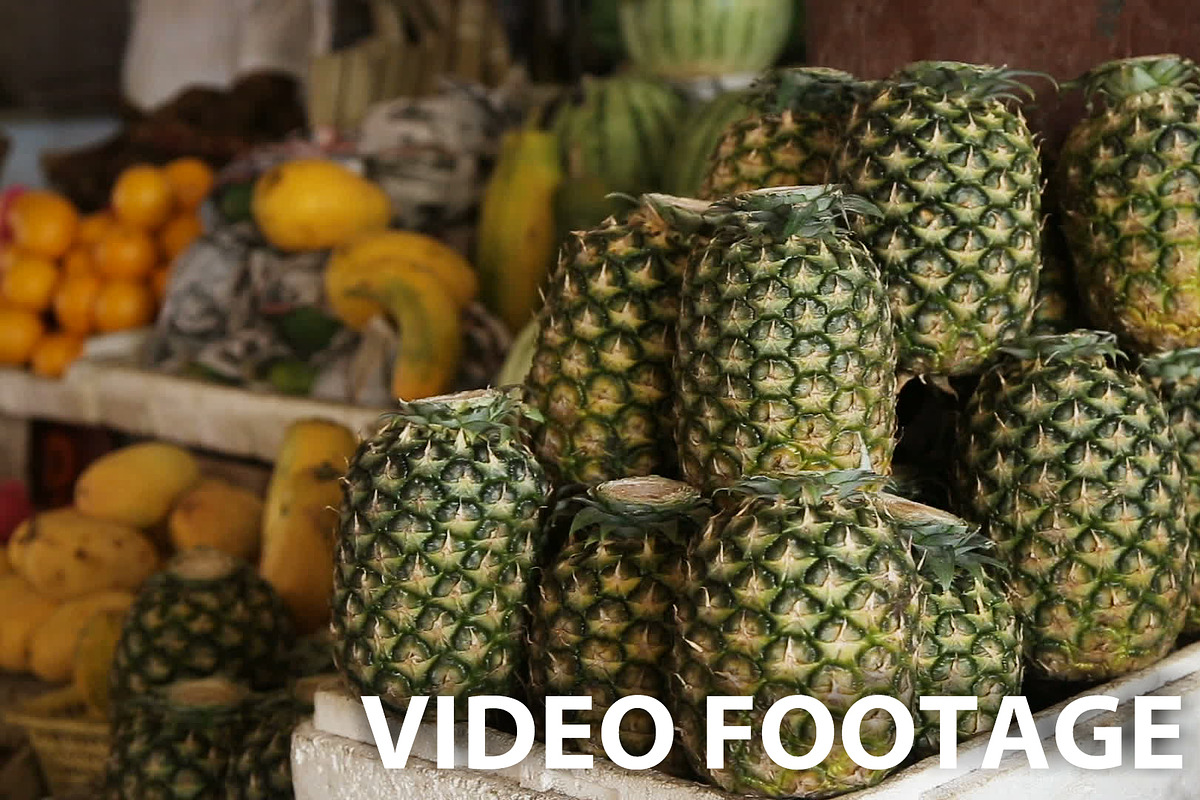 Fresh pineapples in market in Graphics - product preview 8
